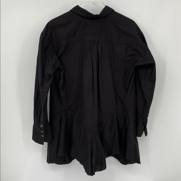We The Free People Freya Poplin tunic blouse top shirt black button fray new XS - Picture 4 of 6